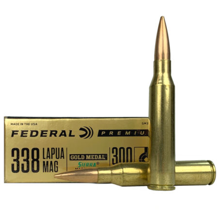 Federal Premium Gold Medal .338 Lapua 300 Gr. Sierra MatchKing Hollow Point Boat Tail- Box of 20