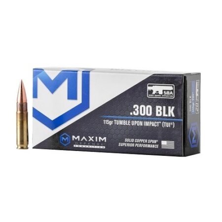 Maxim Defense .300 Blackout 115 Gr. Subsonic Short Barrel- TUI Solid Copper Lead Free- Box of 20