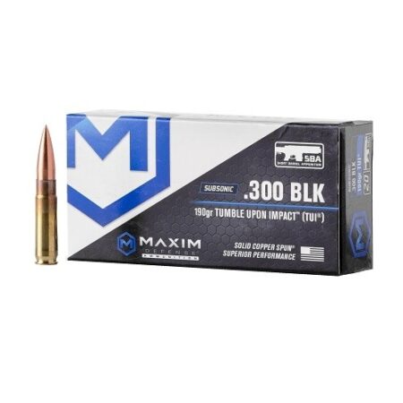 Maxim Defense .300 Blackout 190 Gr. Subsonic Short Barrel- TUI Solid Copper Lead Free- Box of 20