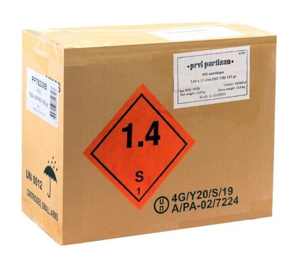 Prvi Partizan 7.62x39mm 123 Gr. M67 Full Metal Jacket- Case of 840