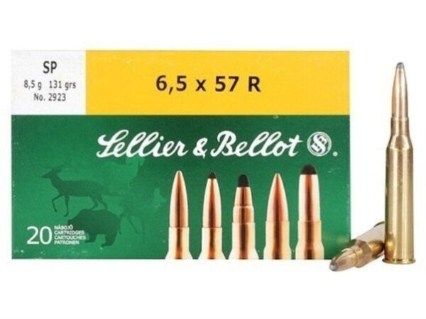 Sellier & Bellot 6.5x57mm Rimmed Mauser 131 Gr. Semi-Jacketed Soft Point- Box of 20