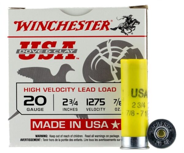 Winchester USA Dove & Clay 20 Gauge 2-3/4" 7/8 oz #7-1/2 Shot- Case of 250