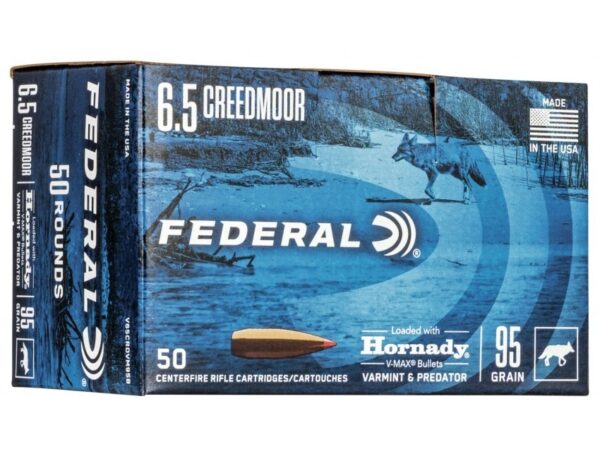 Federal Varmint & Predator 6.5 Creedmoor 95 Gr. Hornady V-Max- Box of 50