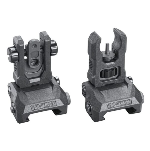 an image of the product BlackHawk Hybrid AR Folding Front and Rear Sights- Black - 71BU05BK