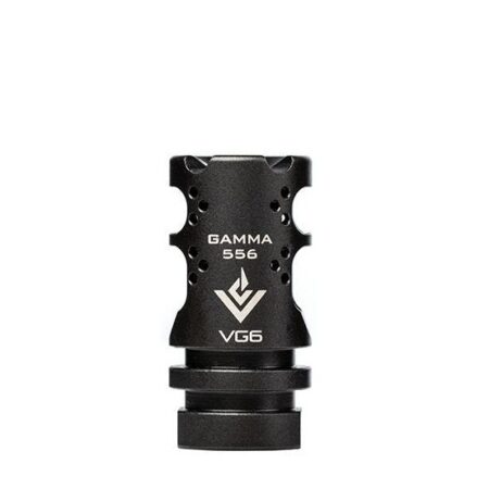 an image of the product VG6 Precision AR-15 .223/5.56 Gamma Style Muzzle Brake 1/2"x28 Thread with Crush Washer- Black Nitride - APVG100001A