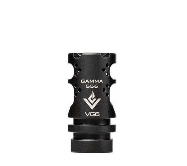 an image of the product VG6 Precision AR-15 .223/5.56 Gamma Style Muzzle Brake 1/2"x28 Thread with Crush Washer- Black Nitride - APVG100001A