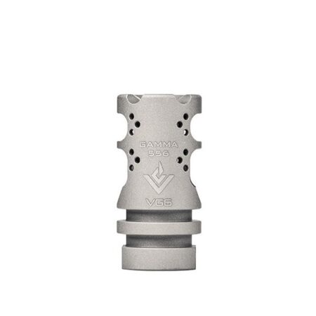 an image of the product VG6 Precision AR-15 .223/5.56 Gamma BBSS Style Muzzle Brake 1/2"x28 Thread W/ Crush Washer- Bead Blasted Stainless Steel - APVG100010A