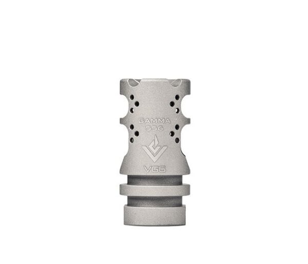 an image of the product VG6 Precision AR-15 .223/5.56 Gamma BBSS Style Muzzle Brake 1/2"x28 Thread W/ Crush Washer- Bead Blasted Stainless Steel - APVG100010A