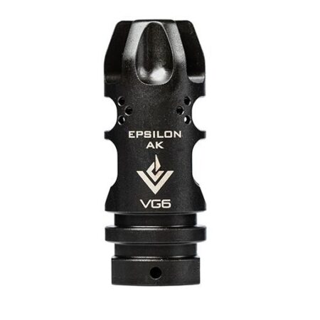 an image of the product VG6 Precision AK-47 7.62x39 Epsilon AK Style Muzzle Brake 14x1 LH Thread W/ Crush Washer- Black Nitride - APVG100015A