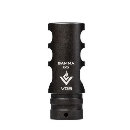 an image of the product VG6 Precision AR 6.5 Gamma Style Muzzle Brake 5/8x24" RH Thread with Crush Washer- Black Nitride - APVG100016A