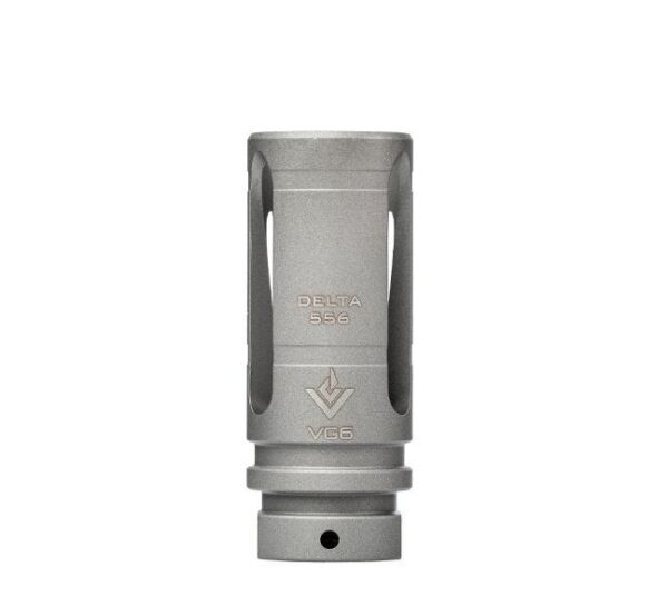 an image of the product VG6 Precision AR-15 .223/5.56 Delta BBSS Style Muzzle Brake 1/2"x28 Thread with Crush Washer- Bead Blasted - APVG100017A