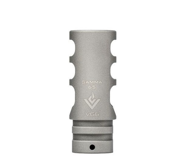 an image of the product VG6 Precision AR 6.5 Gamma Style Muzzle Brake 5/8x24" RH Thread with Crush Washer- Stainless Steel - APVG100018A