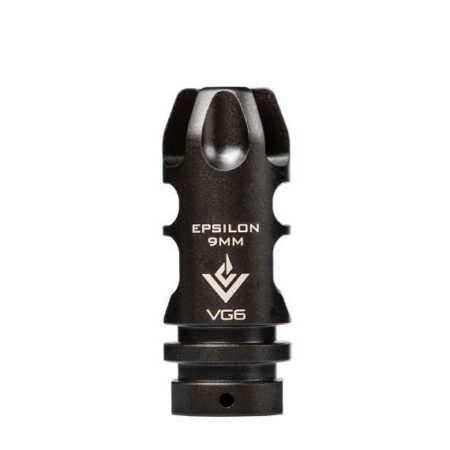 an image of the product VG6 Precision AR-15 9mm Epsilon Style Muzzle Brake 1/2"x28 Thread with Crush Washer- Black Nitride - APVG100023A