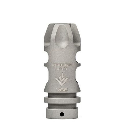 an image of the product VG6 Precision AR-15 9mm BBSS Epsilon Style Muzzle Brake 1/2"x28 Thread with Crush Washer- Stainless Steel - APVG100024A