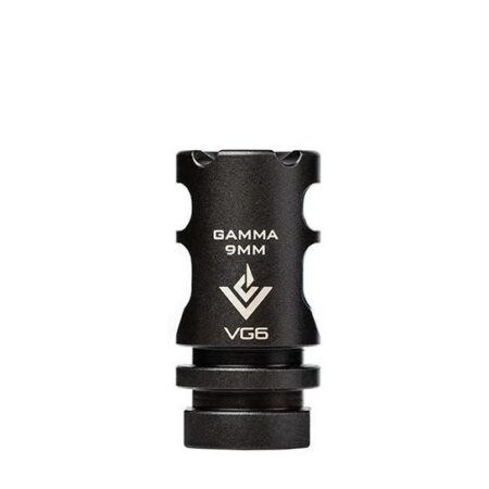 an image of the product VG6 Precision AR-15 9mm Gamma Style Muzzle Brake 1/2"x28 Thread with Crush Washer- Black Nitride - APVG100027A