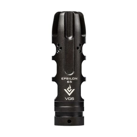 an image of the product VG6 Precision 6.5 Epsilon Style Muzzle Brake 5/8x24" RH Thread with Crush Washer- Black Nitride - APVG100033A