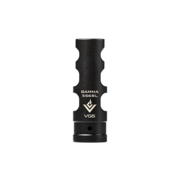 an image of the product VG6 Precision AR-15 .223/5.56 Gamma SL Style Muzzle Brake 1/2"x28 Thread with Crush Washer- Black Nitride - APVG100038A