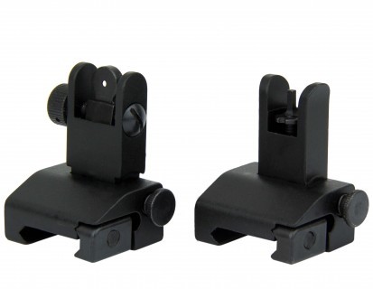 an image of the product AR15 Same Plane Flip-Up Back-Up Iron Sight Set with A2 Style Front Sight- Black - IS002