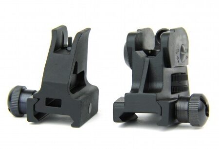 an image of the product AR15 Detachable Same Plane Low Profile Sight Set with A2 Style Adjustable Windage and Elevation- Black - IS010