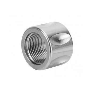 an image of the product AR10 .308 Thread Protector 5/8"x24 Thread with Crush Washer- Stainless Steel Silver - MAR076
