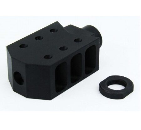 an image of the product AR15 .223/.556 .50 Cal Style Muzzle Brake 1/2"x28 Thread with Crush Washer- Aluminum Black - MZ1013