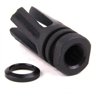 an image of the product AR15 .223/.556 4-Prong Twist Muzzle Brake 1/2"x28 Thread with Crush Washer- Black Nitrided - MZ1005-N
