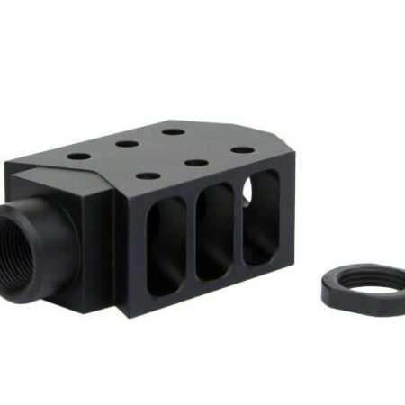 an image of the product AR10 .308 50 Cal Style Muzzle Brake 5/8"x24 Thread with Crush Washer- Aluminum - MZ1013-3B