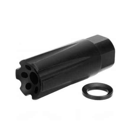 an image of the product AR15 .223/.556 Knurled Style Muzzle Brake 1/2"x28 Thread with Crush Washer- Steel Nitride - MZ1020
