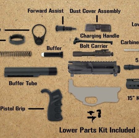 an image of the product AR15 Complete Rifle Kit 5.56 NATO 1 in 8" Twist 16" Barrel with 15" Free Float KeyMod Handguard - RK556-LPK