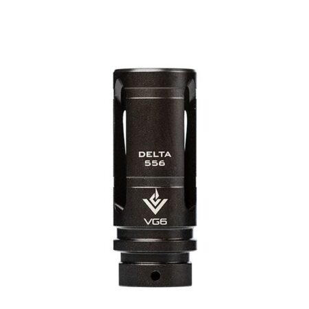 an image of the product VG6 Precision AR-15 .223/5.56 Delta Style Muzzle Brake 1/2"x28 Thread with Crush Washer- Black Nitride - APVG100006A