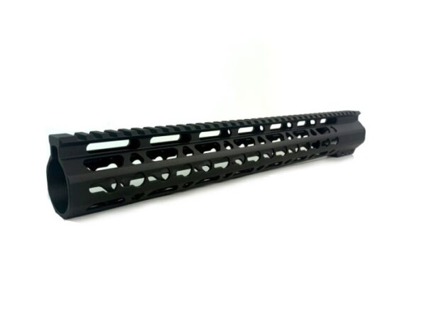 an image of the product AR15 Ultra Slim KeyMod Free-Float  Handguard 15" Full Top Rail- Aluminum Black- 15-KMFF-FTV2