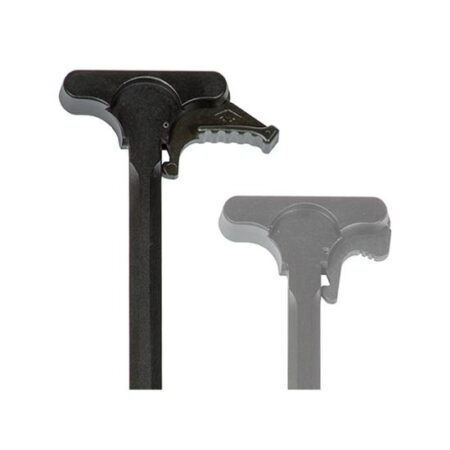 an image of the product Yankee Hill Machine Extended Charging Handle Latch Steel- Black Finish- YHM281