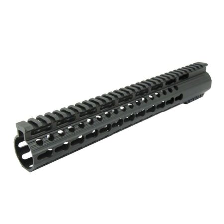 an image of the product AR15 Ultra Slim KeyMod Free-Float Clamp-On Handguard 12"- Aluminum Black- 12-FFKM-FTR