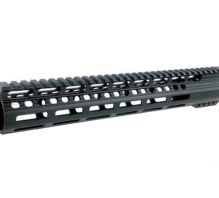 an image of the product AR15 Ultra Slim M-Lok Free-Float Full Top Rail Clamp-on 12" Handguard - Aluminum Black- 12-FFML-FTR