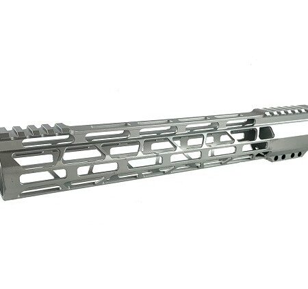 an image of the product AR-15 Ultra Slim M-LOK Free-Float Top Cut Clamp-On Handguard 12"- Raw/Sandblasted Aluminum- 12-MLFF-TCV2-RAW