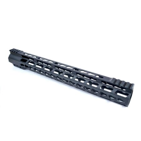 an image of the product AR15 Ultra Slim KeyMod Free-Float Top Cut Clamp-On Handguard 15"- Aluminum Black- 15-KMFF-TC