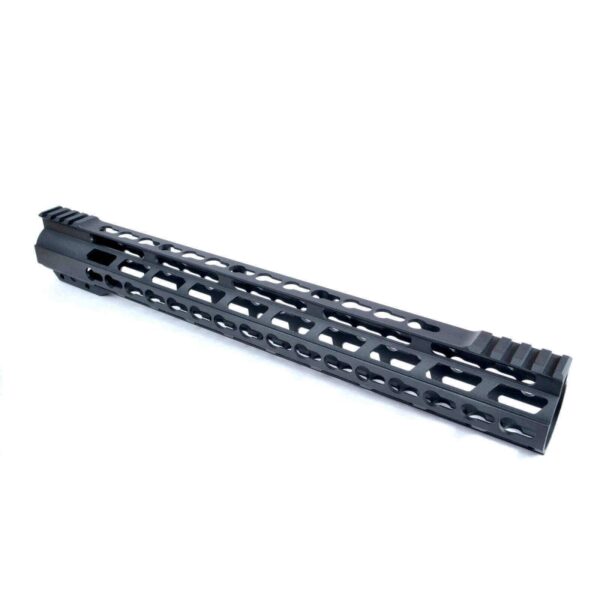 an image of the product AR15 Ultra Slim KeyMod Free-Float Top Cut Clamp-On Handguard 15"- Aluminum Black- 15-KMFF-TC