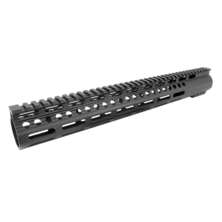 an image of the product AR15 Ultra Slim Free-Float Clamp-On MLOK Handguard 15"- Aluminum Black- 15-MLFF-FTR