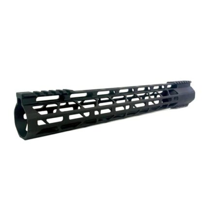 an image of the product AR10 .308 DPMS Ultra Slim M-LOK Free Floating Clamp-on Modular Handguard- 15" Rifle Length- Aluminum Black- 15-MLFF-TC-308