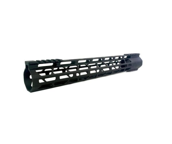 an image of the product AR10 .308 DPMS Ultra Slim M-LOK Free Floating Clamp-on Modular Handguard- 15" Rifle Length- Aluminum Black- 15-MLFF-TC-308