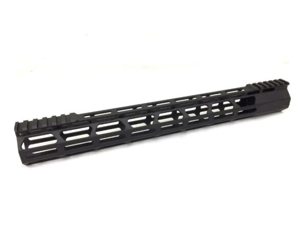 an image of the product AR15 Ultra Slim M-LOK Free-Float Top Cut Clamp-On Handguard 15"- Aluminum Black- 15-MLFF-TCV2