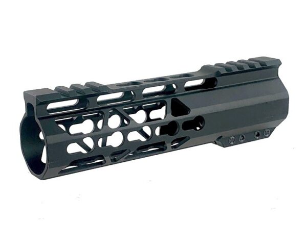 an image of the product AR15 Ultra Slim Key-Mod Free-Float Top Cut Clamp-On Handguard 7"- Aluminum Black- 7-KMFF-TCV2