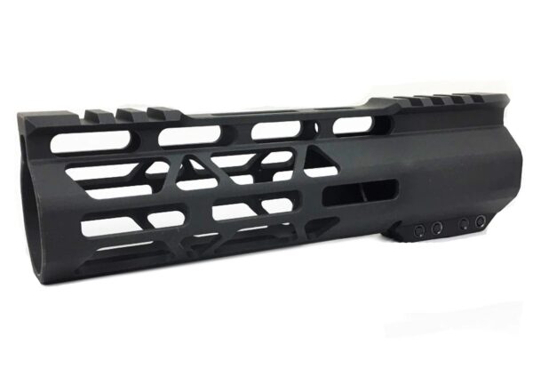 an image of the product AR15 Ultra Slim M-LOK Free-Float Top Cut Clamp-On Handguard 7"- Aluminum Black- 7-MLFF-TC