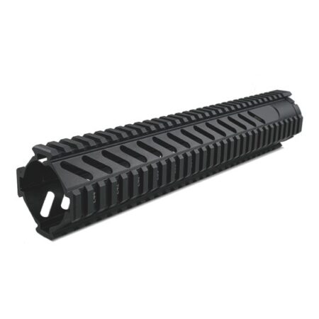 an image of the product AR-15 Free-Float M-Lok Quad Rail Handguard with Aluminum Barrel Nut 12"- Black- FFQR-12