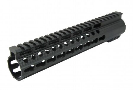 an image of the product AR15 Slim KeyMod Free-Float Clamp-On Handguard with Detachable Rails 12"- Aluminum Black- HG02-12