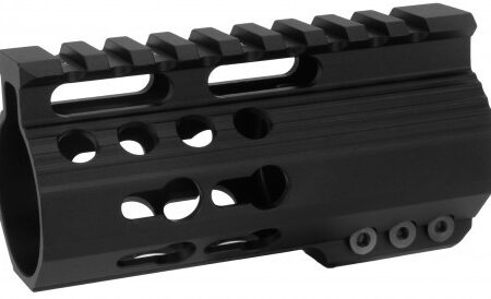 an image of the product AR15 Slim KeyMod Free-Float Clamp-On Handguard with Detachable Rails 4"- Aluminum Black- HG02-4