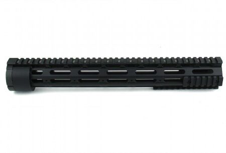 an image of the product AR15 Slim Style Free-Float 1-Piece Quad Rail with Detachable Rails 15"- Aluminum Black- HG03-15