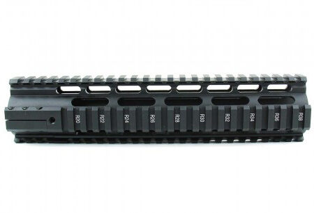 an image of the product AR15 Slim Style Free-Float 1-Piece Clamp-On Quad Rail 10"- Aluminum Black- HG04-10