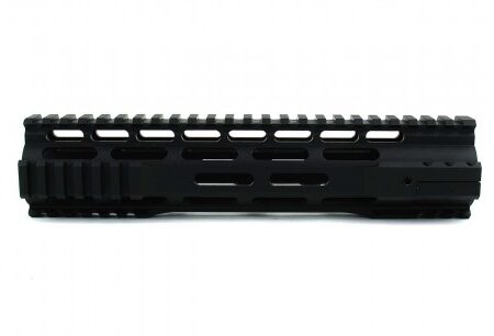 an image of the product AR15 Ultra-Slim Free-Float 1-Piece Clamp-On MLOK Quad Rail 10"- Aluminum Black- HG07-M-10