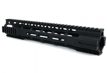 an image of the product AR15 Ultra-Slim Free-Float 1-Piece Clamp-On MLOK Quad Rail 15"- Aluminum Black- HG07-M-15